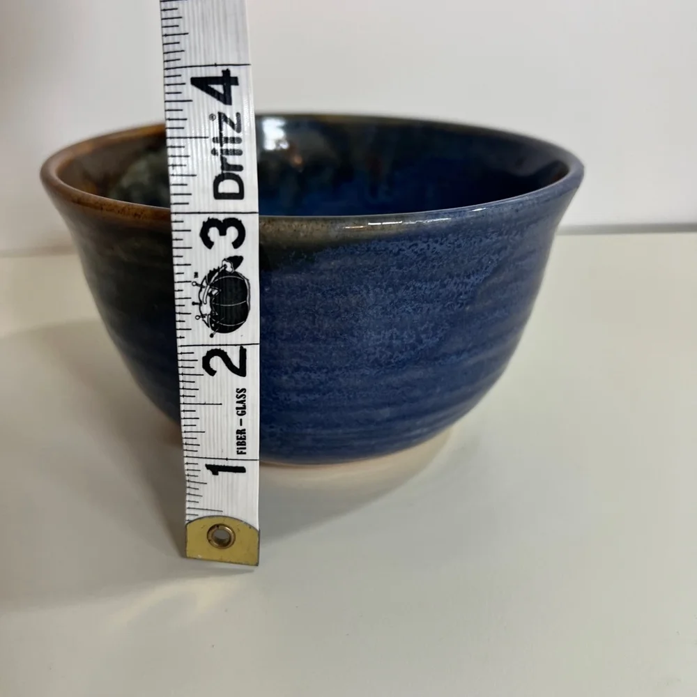 Vintage studio Handcrafted Blue and Brown Ceramic‎ Bowl